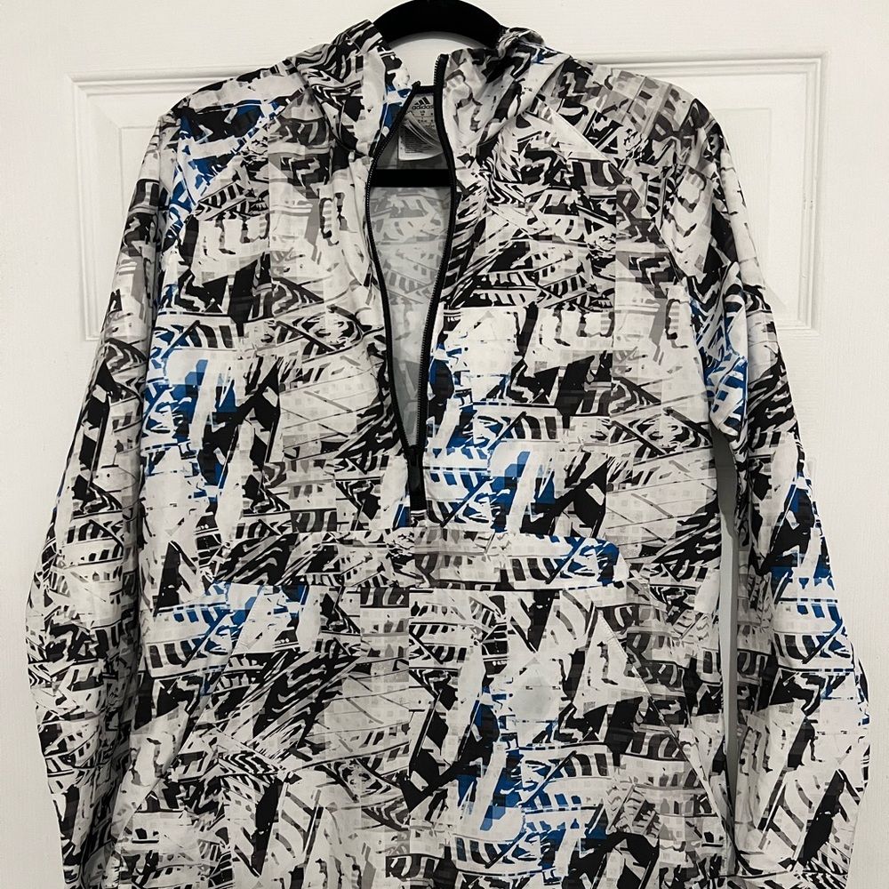 adidas Unisex Black, Gray, and Blue Windbreaker